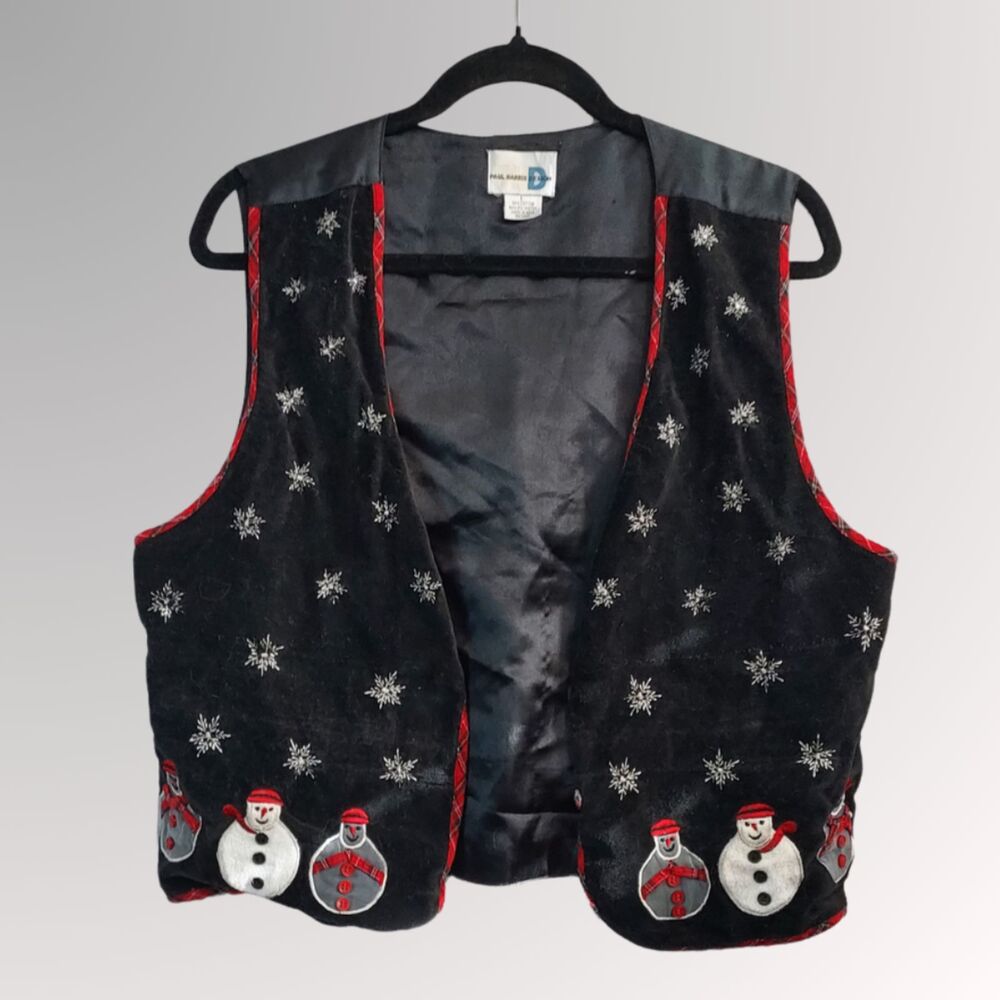 Embroidered Velvet Christmas Vest Vintage (L)